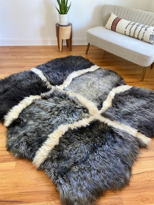Mixed Grey Sexto with White Stripes | Area Rug in Rugs by East Perry. Item composed of fiber