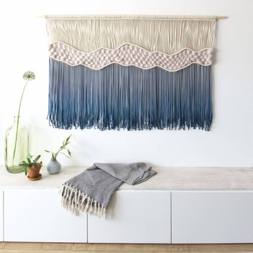 XL wall hanging "Where The Waves Break" - Organic Collection | Tapestry in Wall Hangings by Rianne Aarts. Item composed of wool & fiber
