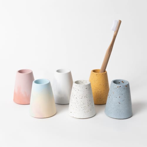 Toothbrush Holders | Tableware by Pretti.Cool. Item made of concrete with glass