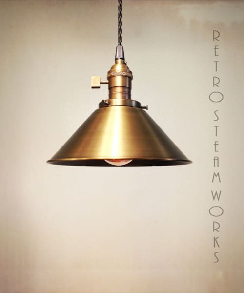 Ceiling Pendant Light  - Antique Brass Finish Hanging Loft | Pendants by Retro Steam Works. Item made of brass
