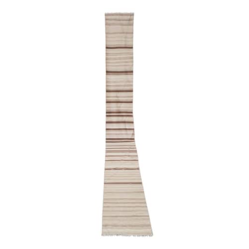 Mid Century Turkish Long Kilim Runner with Modern Design | Runner Rug in Rugs by Vintage Pillows Store. Item composed of fiber