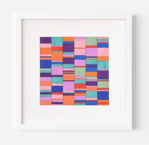 Intersecting Stripe Block Colour Study Painting | Collage in Paintings by Amelia Coward