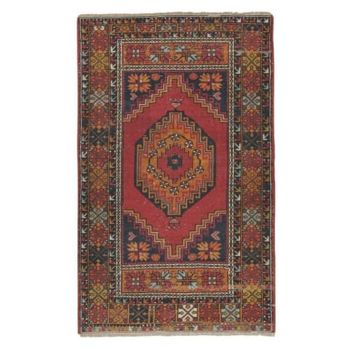 Vintage Hand-Knotted Anatolian Village Rug, Traditional Wool | Area Rug in Rugs by Vintage Pillows Store. Item made of cotton & fiber