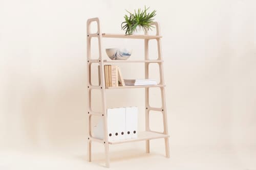 Modular wall shelving, Home Office, Mid Century Bookcase | Book Case in Storage by Plywood Project. Item composed of oak wood in minimalism or mid century modern style