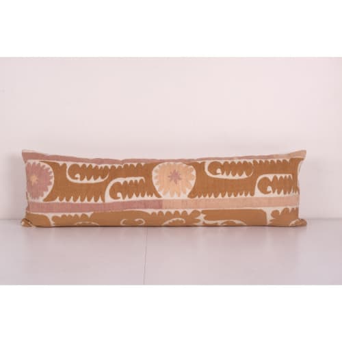 Faded Suzani Embroidery Throw Pillow, Suzani Lumbar Pillow C | Cushion in Pillows by Vintage Pillows Store