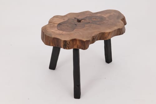 Logniture, Rustic Sculptural Coffee Table, Walnut & Burnt Black Oak, Unique | Tables by Logniture