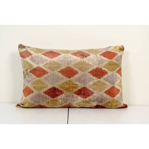 16" x 24" Christmas Day Gift Pillow, Green Silk Ikat Velvet | Sham in Linens & Bedding by Vintage Pillows Store. Item composed of cotton