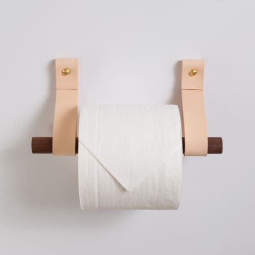 Toilet Paper Holder Kit [Flat End] | Rack in Storage by Keyaiira | leather + fiber | Artist Studio in Santa Rosa. Item composed of leather