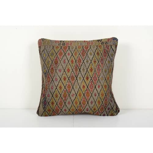 Square Handwoven Jajim Kilim Pillow | Sham in Linens & Bedding by Vintage Pillows Store. Item composed of cotton and fiber