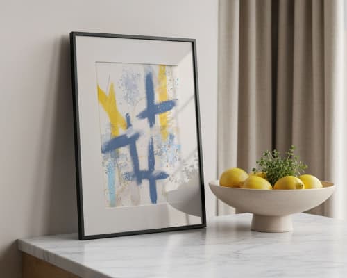 Slate 4 | Original Framed Abstract Paper Painting | Oil And Acrylic Painting in Paintings by Abby May