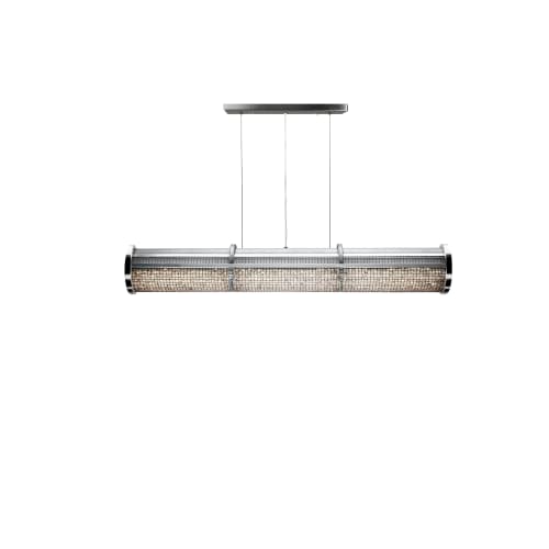 Crystal Cage LED Linear Suspension Aluminum | Chandeliers by Michael McHale Designs. Item made of steel & glass