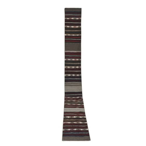 Early 20th Century Gabbeh Stair Kilim Runner with Horizontal | Runner Rug in Rugs by Vintage Pillows Store. Item made of wool & fiber