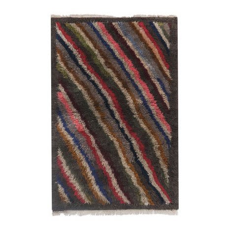 Turkish Hand-Knotted Shaggy Colorful Tulu Rug 3'8'' X 5'8'' | Area Rug in Rugs by Vintage Pillows Store