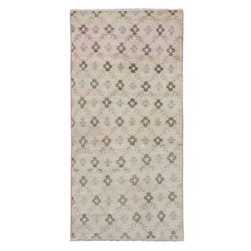 Vintage Faded Light Pink Turkish Karapinar Rug | Area Rug in Rugs by Vintage Pillows Store. Item made of cotton with fiber