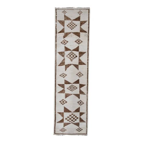 Geometrical Vintage Natural Turkish Herki Runner - Hallway | Area Rug in Rugs by Vintage Pillows Store. Item made of cotton