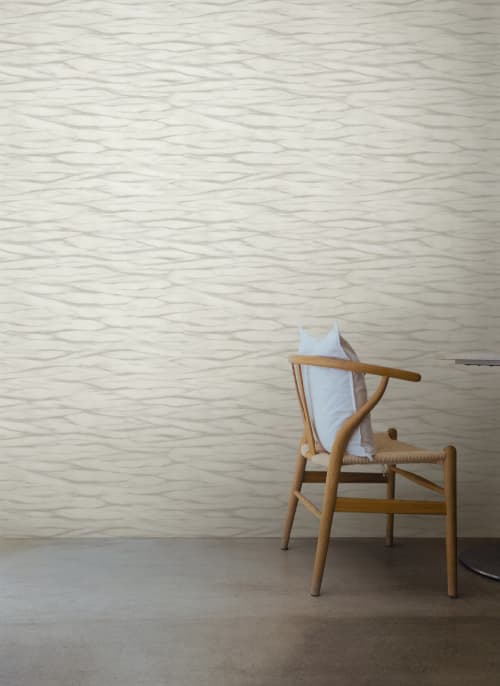 Shibori Wave Wallpaper in Light Taupe | Wall Treatments by Eso Studio Wallpaper & Textiles. Item made of paper works with boho & minimalism style