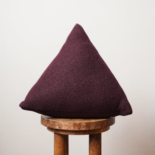 Plum Wool 14 H Triangle Pillow | Pillows by Vantage Design