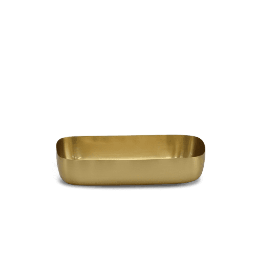 Cuadrado Guest Towel Tray In Brushed Brass | Decorative Tray in Decorative Objects by Tina Frey. Item composed of brass
