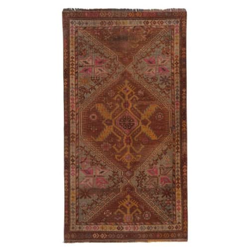 Hand-Knotted Faded Turkish Kurdish Runner Herki Rug | Runner Rug in Rugs by Vintage Pillows Store. Item made of cotton