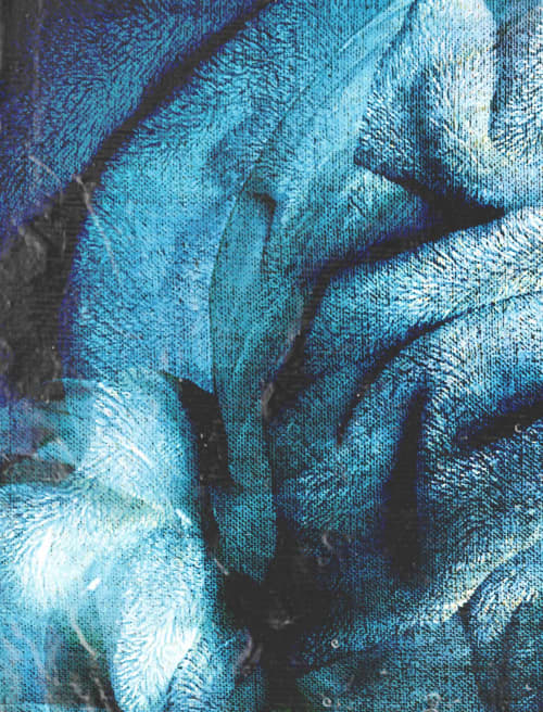 Silent Weave – Abstract Blue Mixed Media Portrait | Paintings by Dario Moschetta