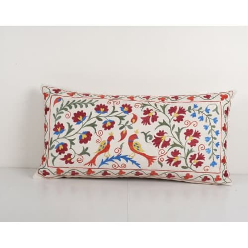 Uzbek Traditional Pastel Suzani Pillow Case, Decorative Couc | Cushion in Pillows by Vintage Pillows Store
