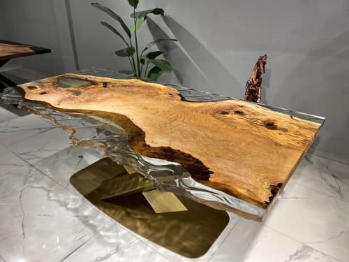 Clear Epoxy Resin Dining Table - Luxury Modern Table | Tables by Tinella Collection. Item composed of wood and metal