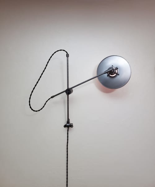 Industrial Scissor Adjustable Wall Lamp - Gunmetal and Steel | Sconces by Retro Steam Works. Item composed of steel in industrial style