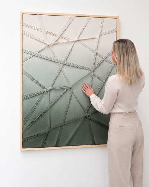 Eucalyptus Green Fiber Artwork - LILY | Wall Hangings by Rianne Aarts / Teddy and Wool Studio