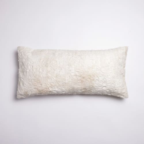 Natural Mulberry Silk Lumbar Throw Pillow - 12"x24" | Pillows by Tanana Madagascar. Item composed of fabric
