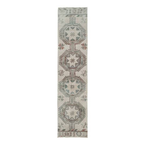 Hand-Knotted Kurdish Runner Rug - Tribal Long Runner Rug | Rugs by Vintage Pillows Store. Item made of cotton with fiber