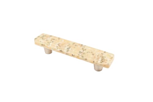 Pebbles Light Oatmeal 3" CC Pull | Hardware by Windborne Studios. Item made of stone with glass