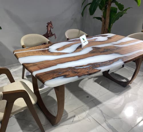 Cream Epoxy Table - Resin Table - Custom Table | Dining Table in Tables by Tinella Collection. Item made of wood & synthetic compatible with contemporary and mediterranean style