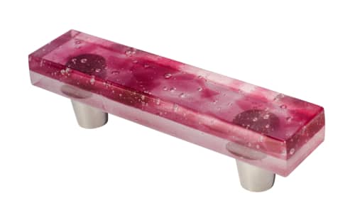 Millennial Pink Rose Quartz 3" CC Pull | Hardware by Windborne Studios. Item composed of glass