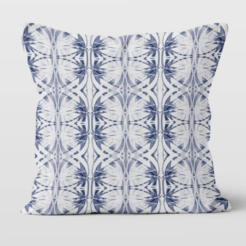 Audrina Light Blue Cotton Linen Throw Pillow Cover | Pillows by Brandy Gibbs-Riley