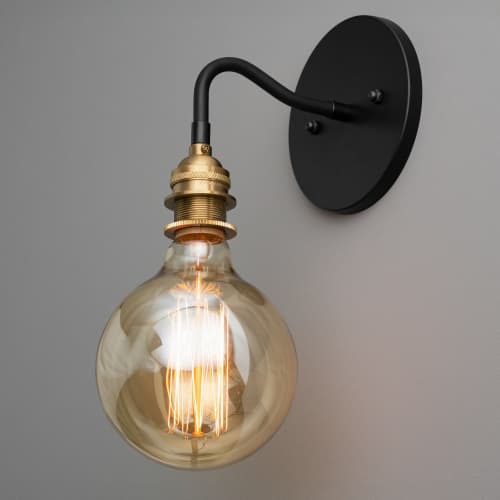 Industrial Sconce - Bare bulb Light - Model No. 8064 | Sconces by Peared Creation. Item made of brass