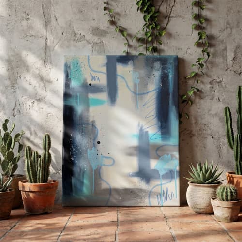 The Oscillation | Blue Abstract Original Painting | Oil And Acrylic Painting in Paintings by Abby May
