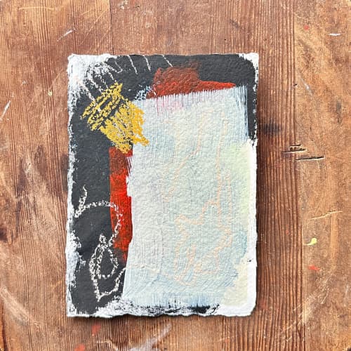 Abstract on handmade paper | Oil And Acrylic Painting in Paintings by Lizzie DiSilvestro. Item composed of synthetic in art deco style