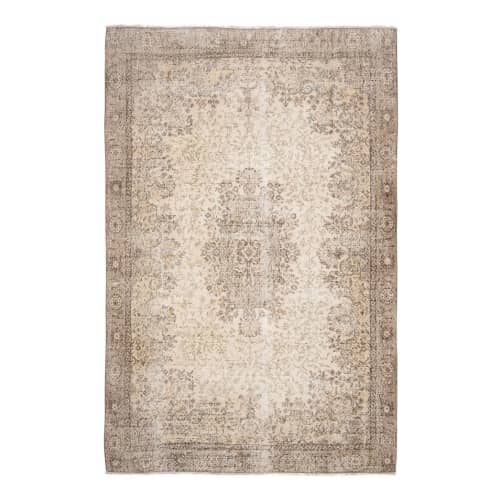 Distressed Turkish Oushak Rug - Area Rug 6'7" X 9'11" | Rugs by Vintage Pillows Store. Item made of cotton