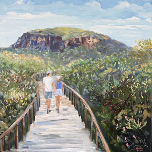 Mount Coolum | Oil And Acrylic Painting in Paintings by Meredith H. Item composed of canvas in contemporary or country & farmhouse style