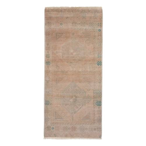 Turkish Area Rug Small Tribal Carpet Bath Mat, Small Kitchen | Runner Rug in Rugs by Vintage Pillows Store. Item made of cotton with fiber