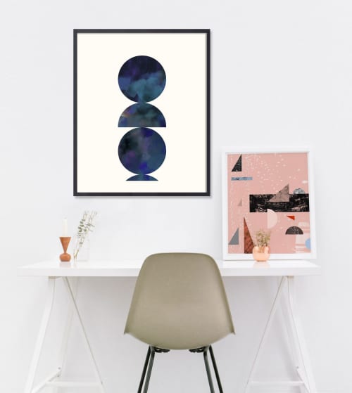 Abstract Minimal Watercolor Print with Geometric Shapes | Prints by Capricorn Press. Item composed of paper in boho or minimalism style
