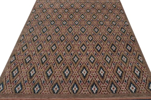 Rug & Kilim’s Moroccan Rug In Brown, Red, And Blue Diamond Patterns | Area Rug in Rugs by Rug and Kilim