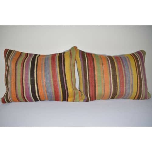 18" X 24" Vintage Turkish Lumbar Pillow, Tribal Design | Cushion in Pillows by Vintage Pillows Store. Item composed of cotton and fiber