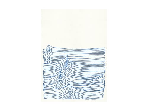 Simple Blue Line Drawing, Ocean Art Print | Prints in Paintings by Carissa Tanton