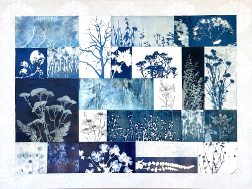 Alpine Botanical Quilt Two | Collage in Paintings by Kathy Ferguson Art