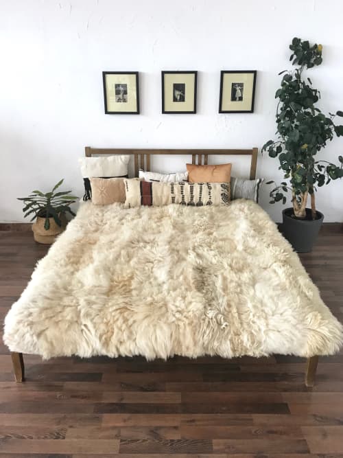 Ivory Plush Sheepskin Bed Cover / Rug | Area Rug in Rugs by East Perry. Item composed of wool