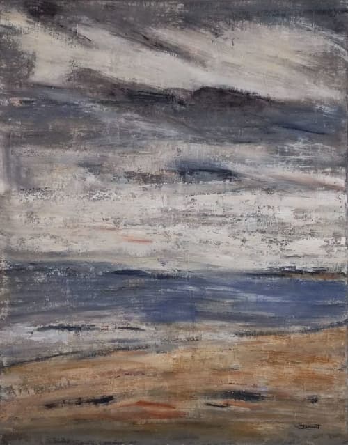 Jour De Brume / Mist Day | Oil And Acrylic Painting in Paintings by Sophie DUMONT.. Item composed of canvas in minimalism or contemporary style