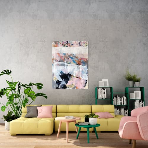 Celebration Cake Original Painting on Stretched Canvas | Mixed Media by Jessalin Beutler. Item composed of canvas
