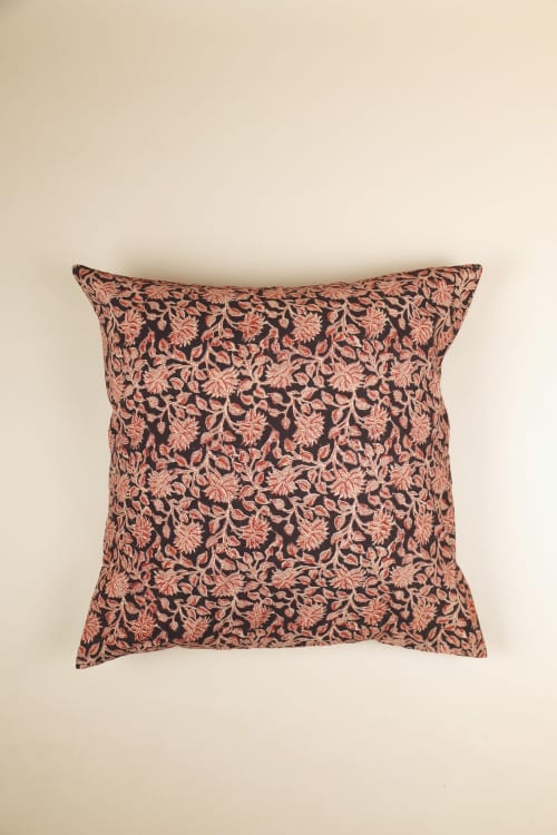 Noir Grove Kalamkari Pillow | Pillows by Ninéh
