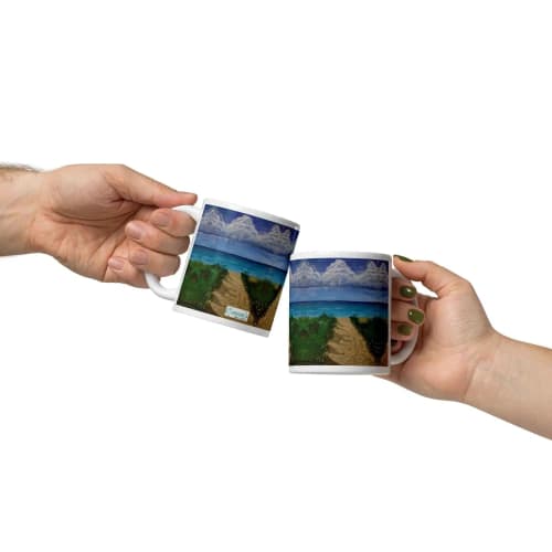 Coffee Mug - Edge of Calm - Coastal Pathway Scene | Work by Eman's Gallery